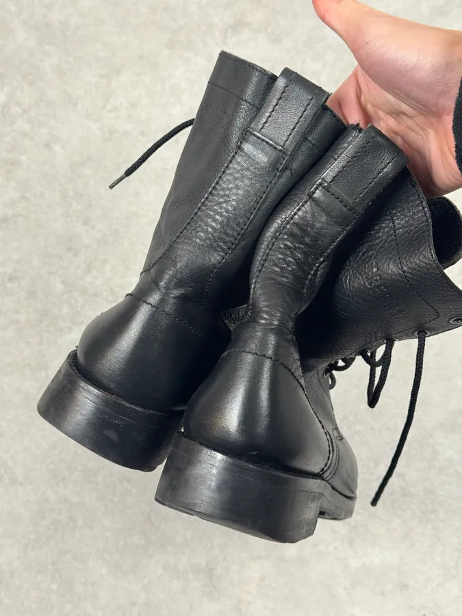 2000s Bikkembers Army Black Leather Boots VaxUuQQ 2
