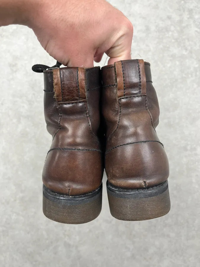 2000s Bikkembers Brown Eroded Leather Boots UgZhTkV 5