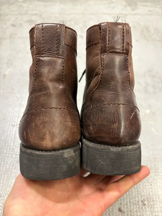 2000s Bikkembers Brown Eroded Leather Boots UgZhTkV 6