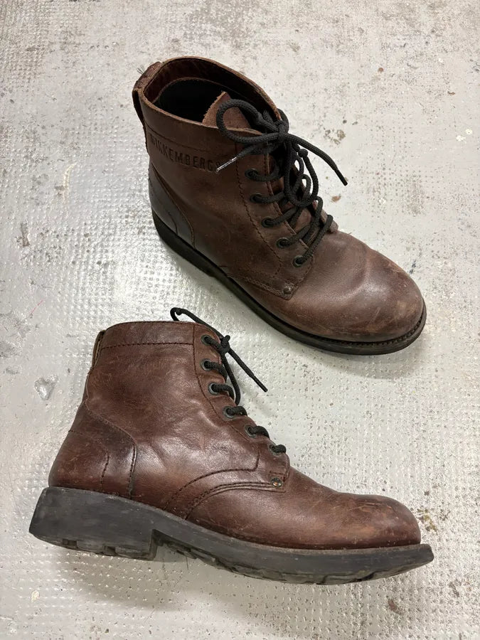 2000s Bikkembers Brown Eroded Leather Boots UgZhTkV 4