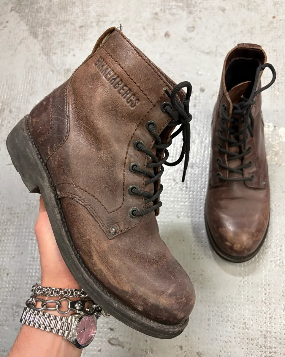 2000s Bikkembers Brown Eroded Leather Boots UgZhTkV 0
