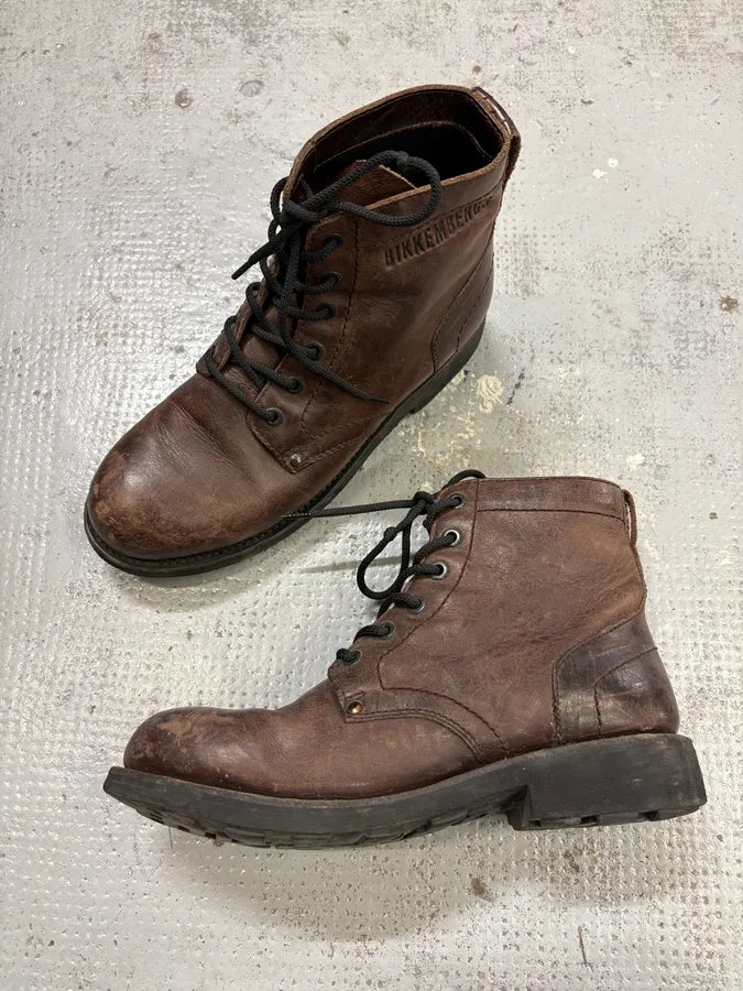 2000s Bikkembers Brown Eroded Leather Boots UgZhTkV 5