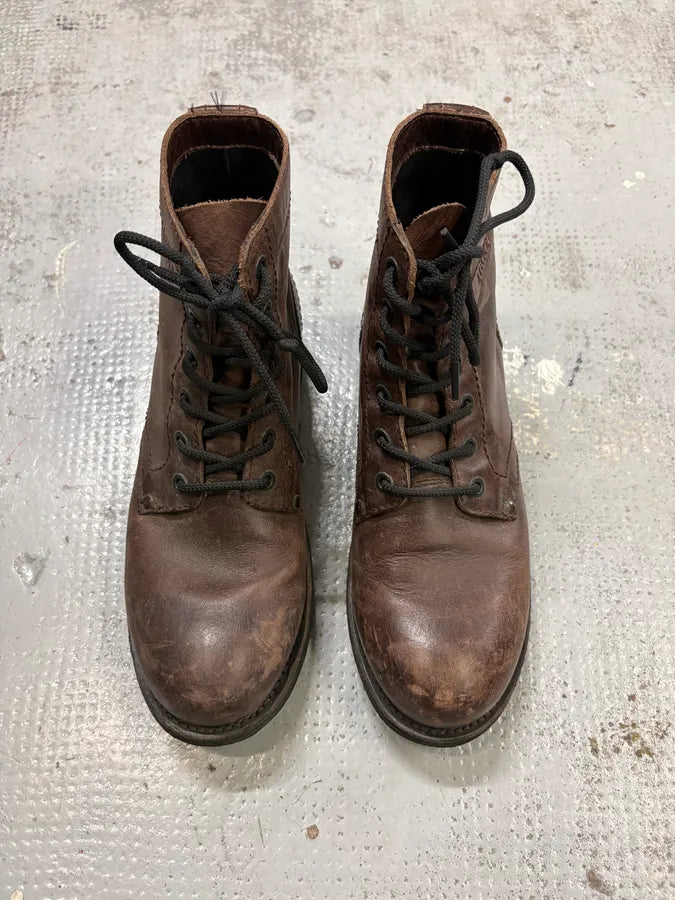 2000s Bikkembers Brown Eroded Leather Boots UgZhTkV 1