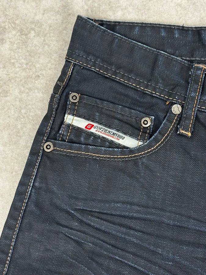 2000s Black Waxed Effect Obscure Denim Jeans BTzyPhI 7