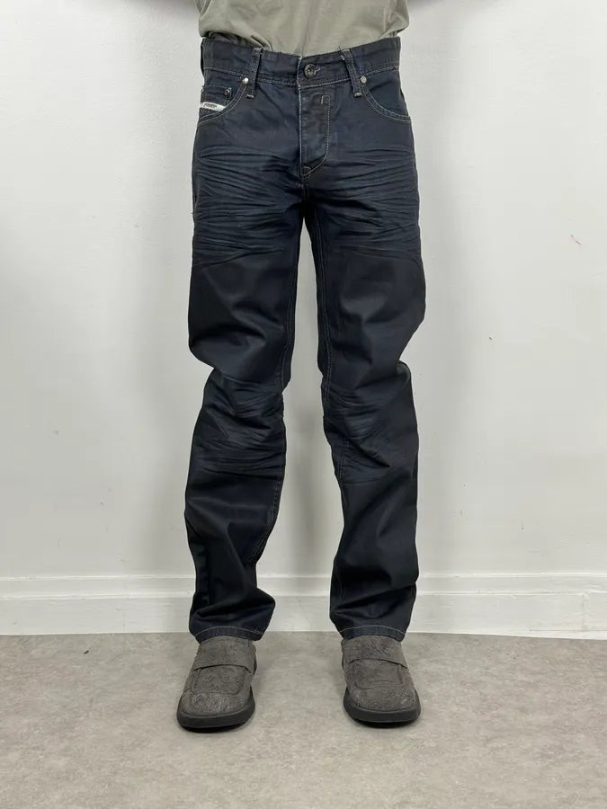 2000s Black Waxed Effect Obscure Denim Jeans BTzyPhI 1
