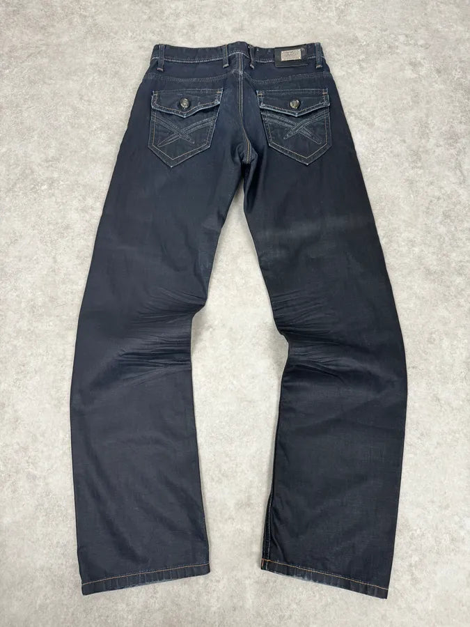 2000s Black Waxed Effect Obscure Denim Jeans BTzyPhI 4
