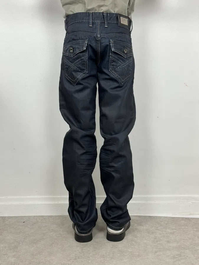 2000s Black Waxed Effect Obscure Denim Jeans BTzyPhI 3