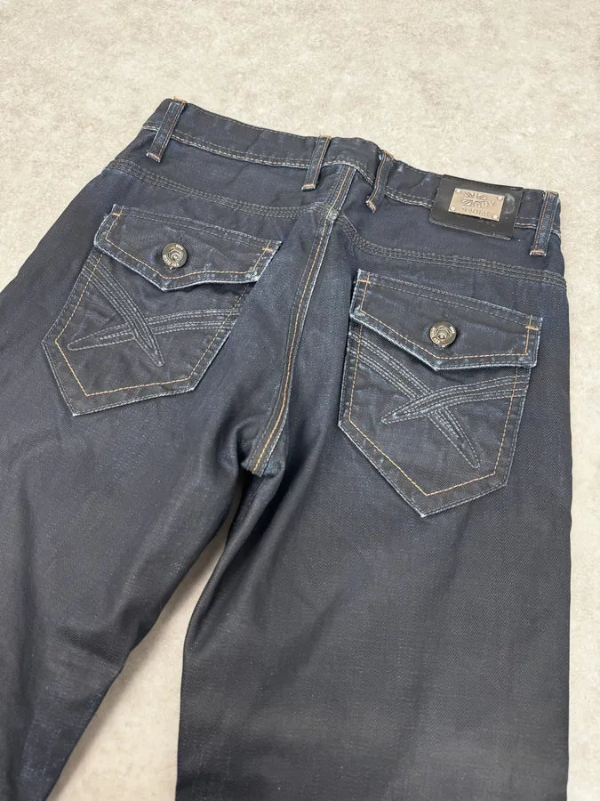 2000s Black Waxed Effect Obscure Denim Jeans BTzyPhI 6