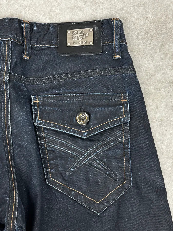 2000s Black Waxed Effect Obscure Denim Jeans BTzyPhI 8