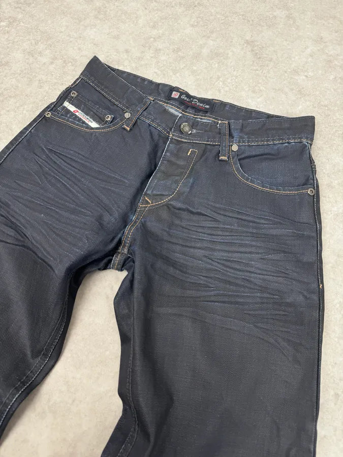 2000s Black Waxed Effect Obscure Denim Jeans BTzyPhI 5