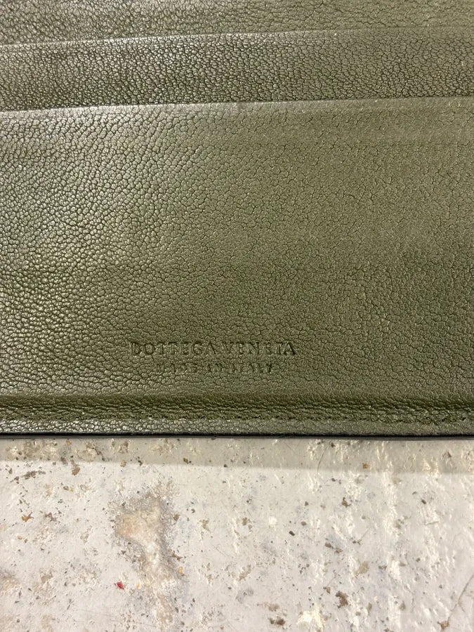 2000s Bottega Veneta Black & Dark Green Leather Woven Wallet hSdgflb 6