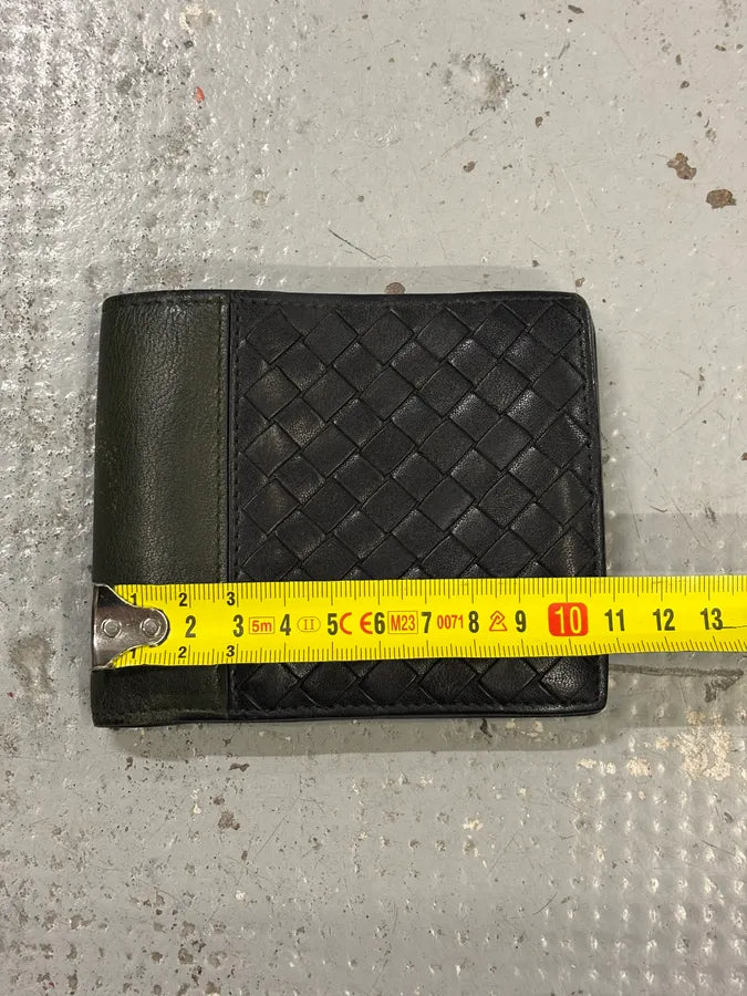 2000s Bottega Veneta Black & Dark Green Leather Woven Wallet hSdgflb 11