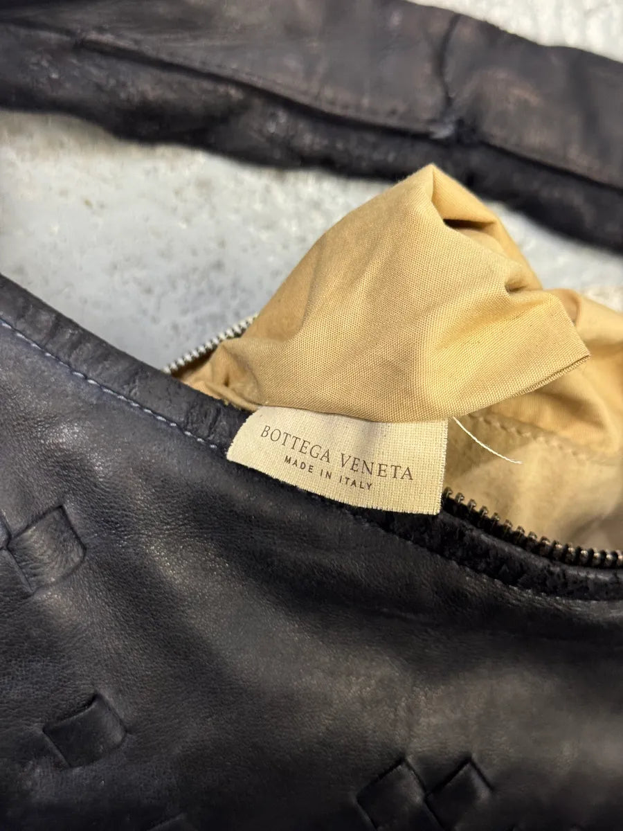 2000s Bottega Veneta Black Leather Intrecciato Hobo Bag anQzOvt 12