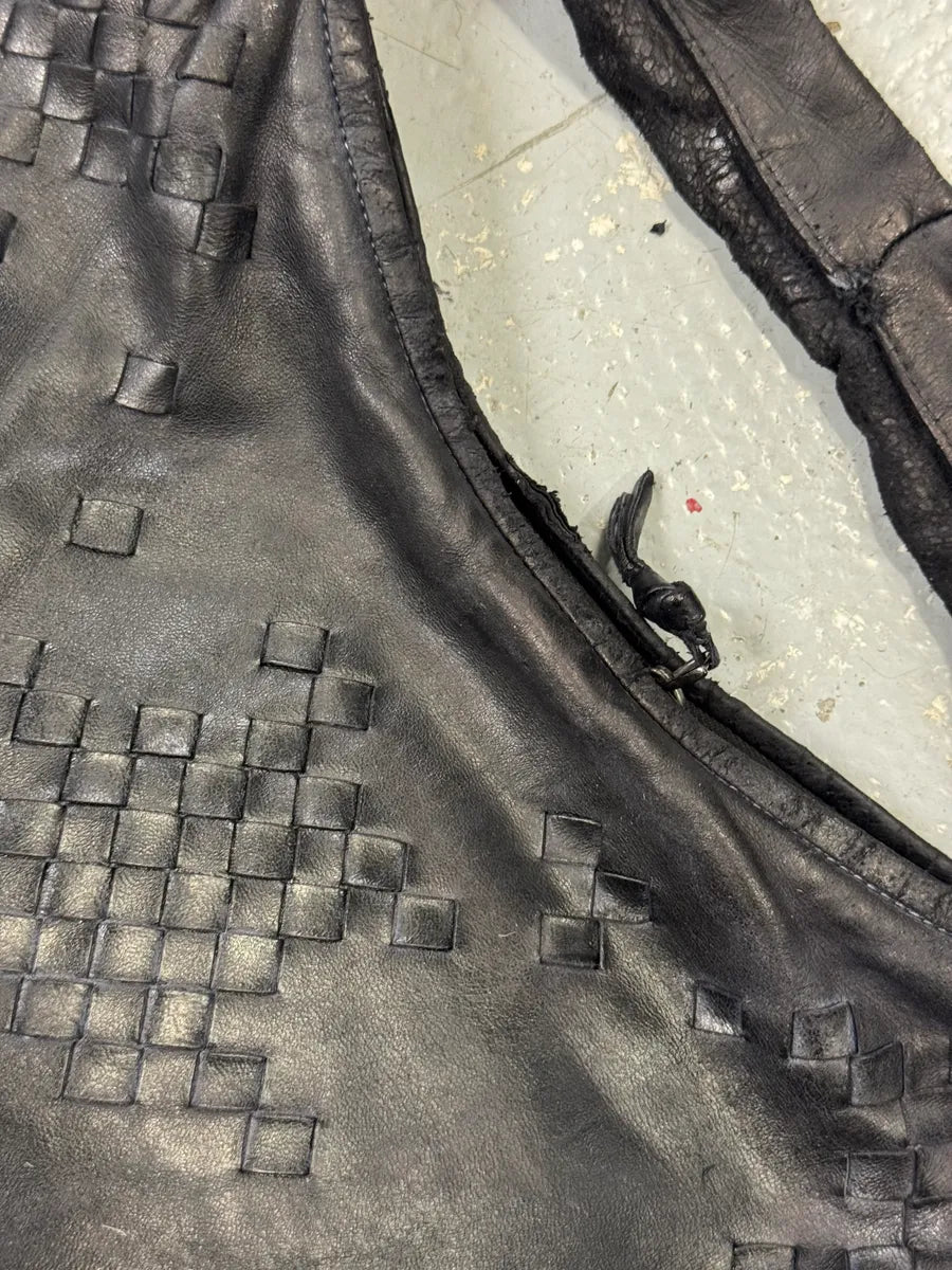 2000s Bottega Veneta Black Leather Intrecciato Hobo Bag anQzOvt 4