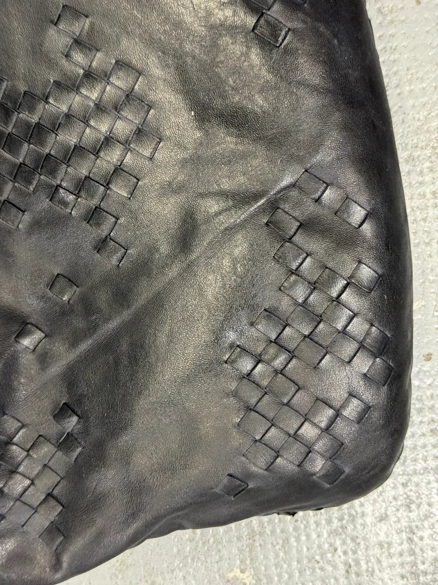 2000s Bottega Veneta Black Leather Intrecciato Hobo Bag anQzOvt 8