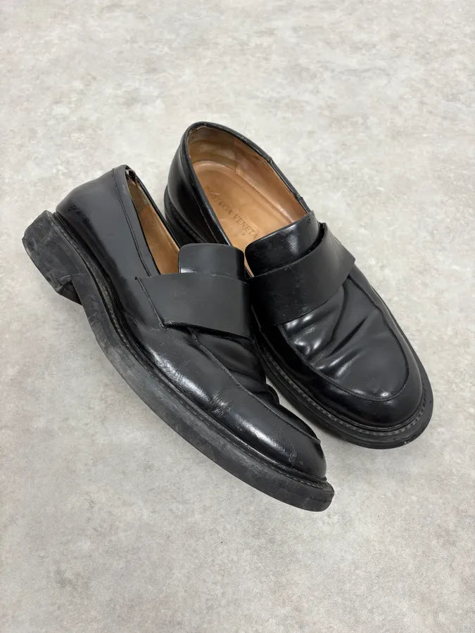 2000s Bottega Veneta Black Leather Loafers qfNxPWb 4