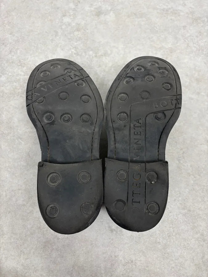 2000s Bottega Veneta Black Leather Loafers qfNxPWb 7