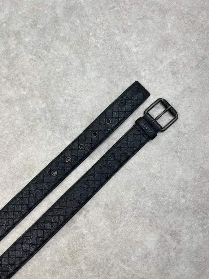 2000s Bottega Veneta Black Leather Woven Belt xEmbaWq 3