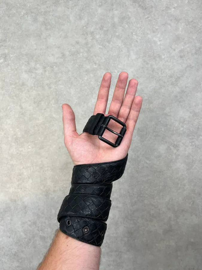 2000s Bottega Veneta Black Leather Woven Belt xEmbaWq 2