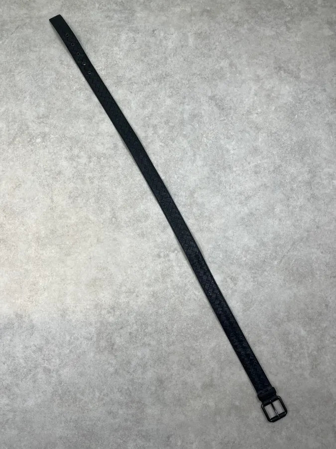 2000s Bottega Veneta Black Leather Woven Belt xEmbaWq 5