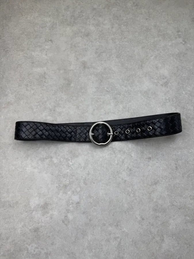 2000s Bottega Veneta Black Woven Leather Belt eomTIMf 2