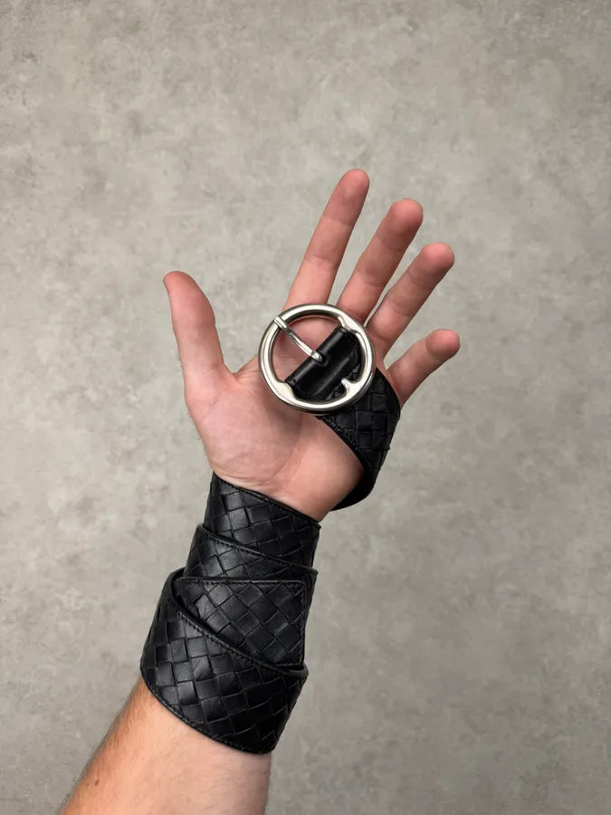 2000s Bottega Veneta Black Woven Leather Belt eomTIMf 1