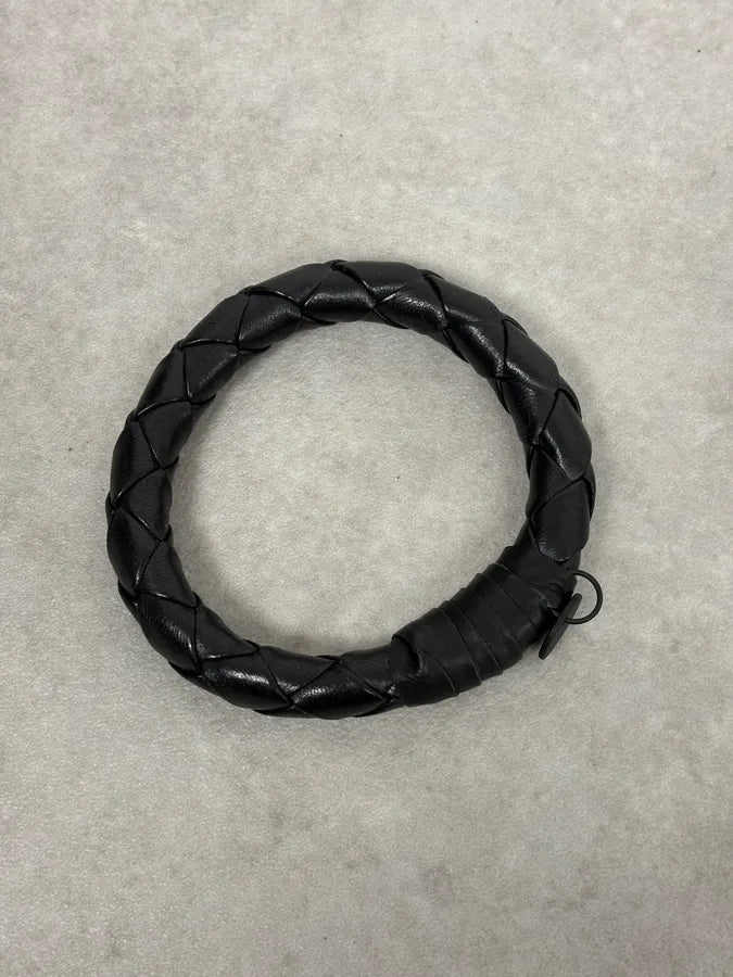 2000s Bottega Veneta Black Woven Leather Bracelet uvtIhUc 4