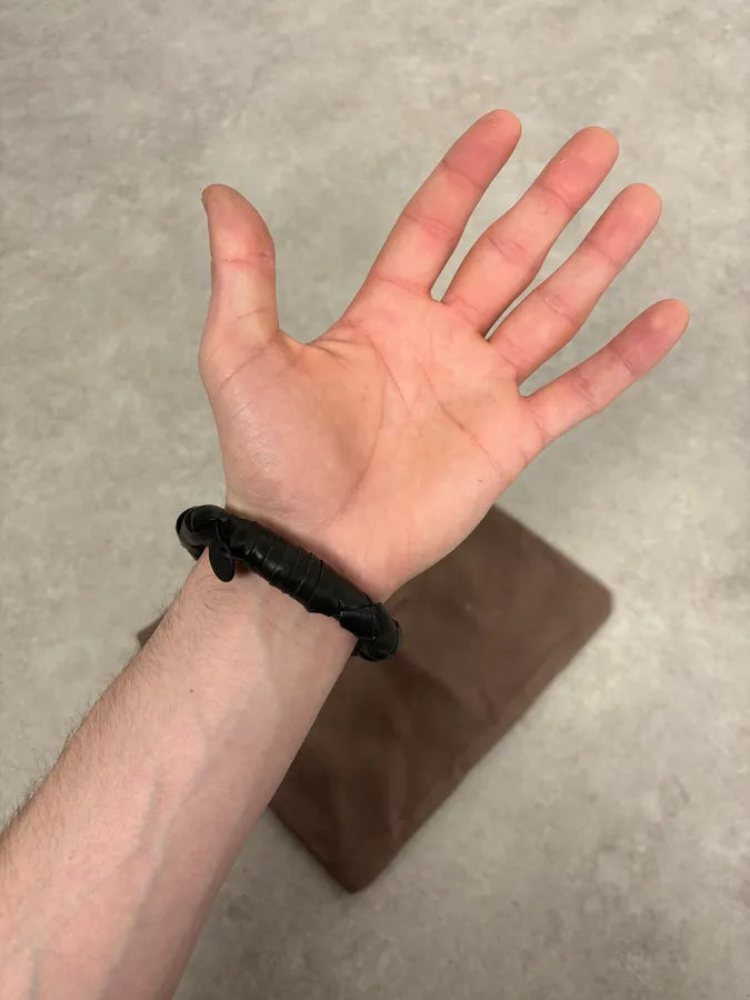 2000s Bottega Veneta Black Woven Leather Bracelet uvtIhUc 1