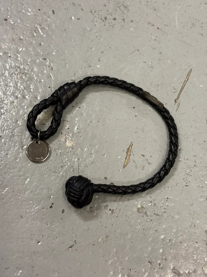 2000s Bottega Veneta Black Woven Leather Bracelet QFVcSWK 0