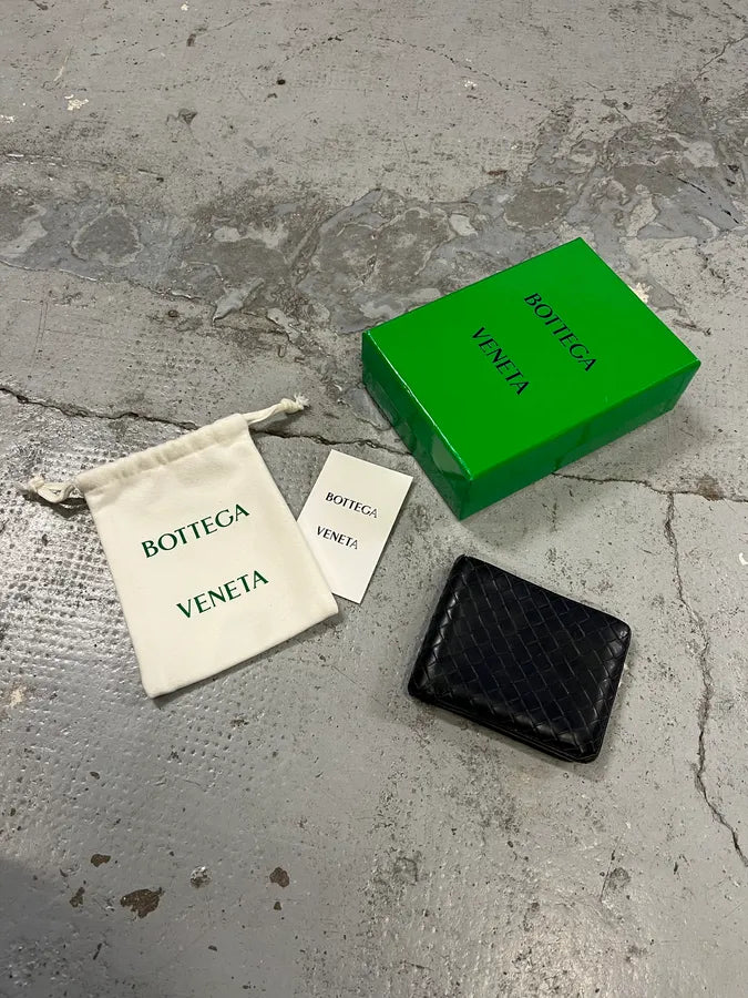 2000s Bottega Veneta Black Woven Leather Wallet UMvTQDB 0