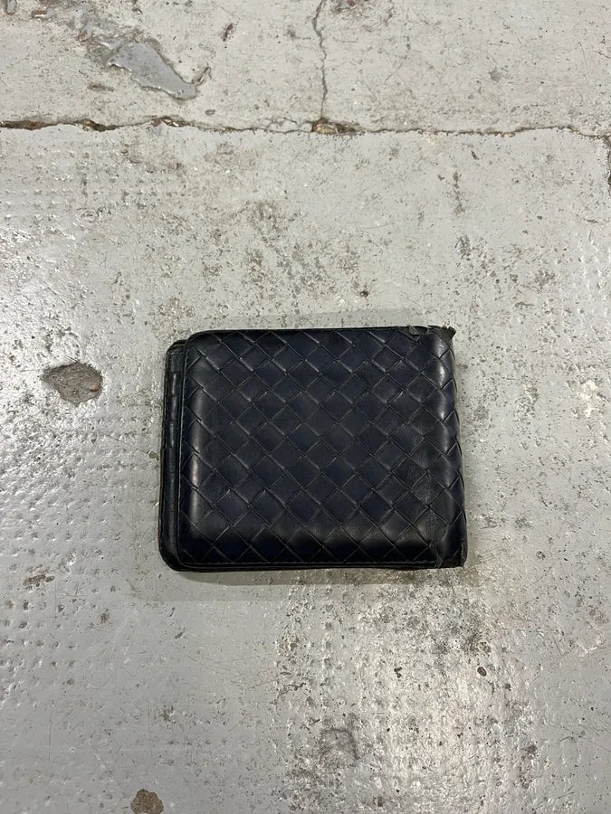 2000s Bottega Veneta Black Woven Leather Wallet UMvTQDB 1