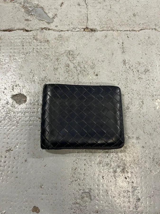 2000s Bottega Veneta Black Woven Leather Wallet UMvTQDB 2