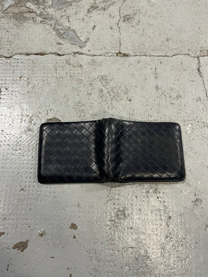 2000s Bottega Veneta Black Woven Leather Wallet UMvTQDB 3