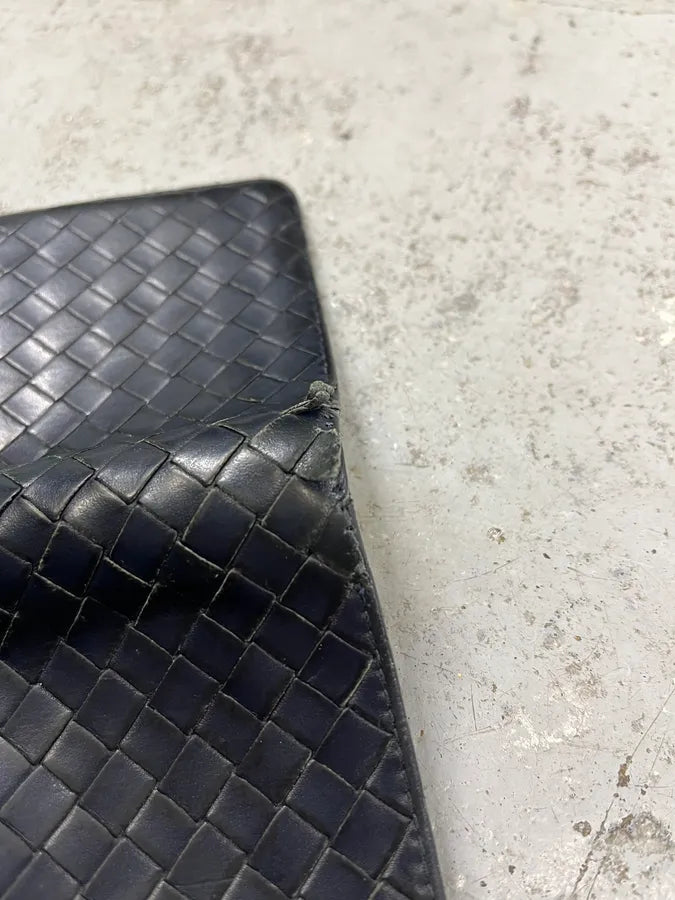 2000s Bottega Veneta Black Woven Leather Wallet UMvTQDB 8