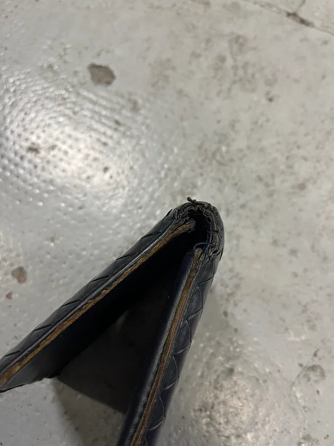 2000s Bottega Veneta Black Woven Leather Wallet UMvTQDB 9