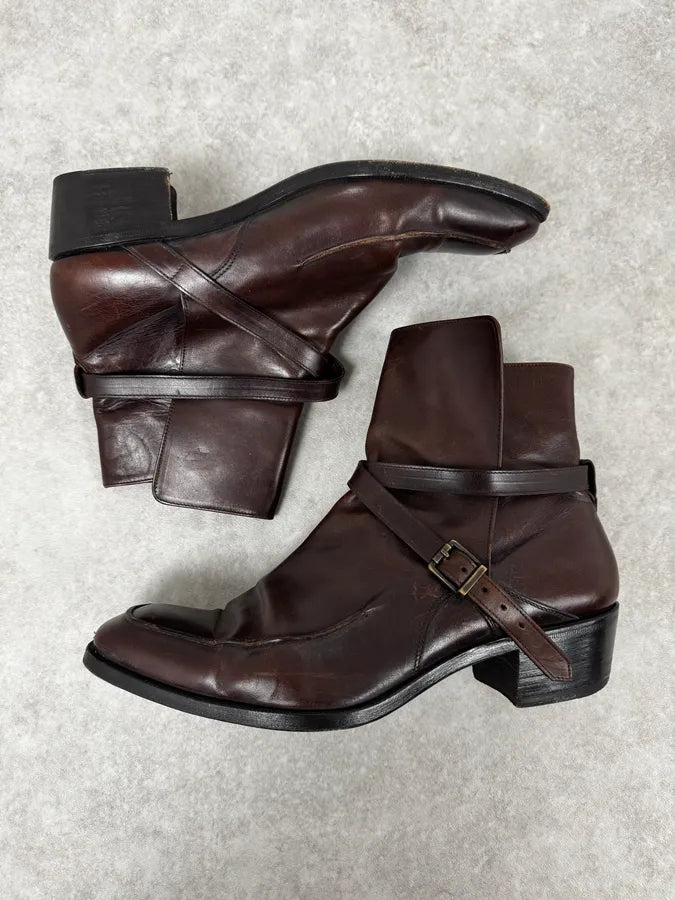 2000s Bottega Veneta Brown Leather Ankle Boots NKUuSFW 2