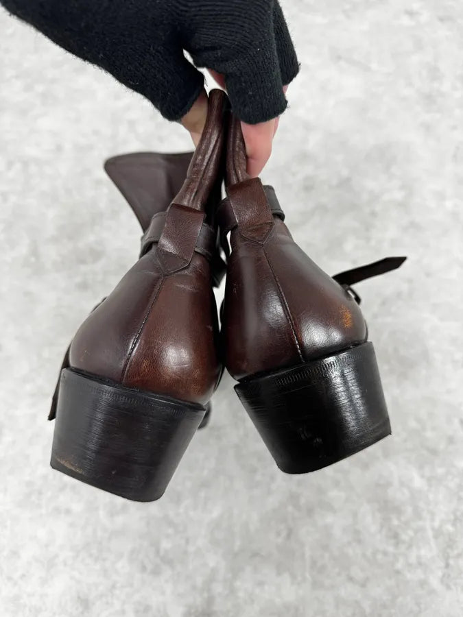 2000s Bottega Veneta Brown Leather Ankle Boots NKUuSFW 3