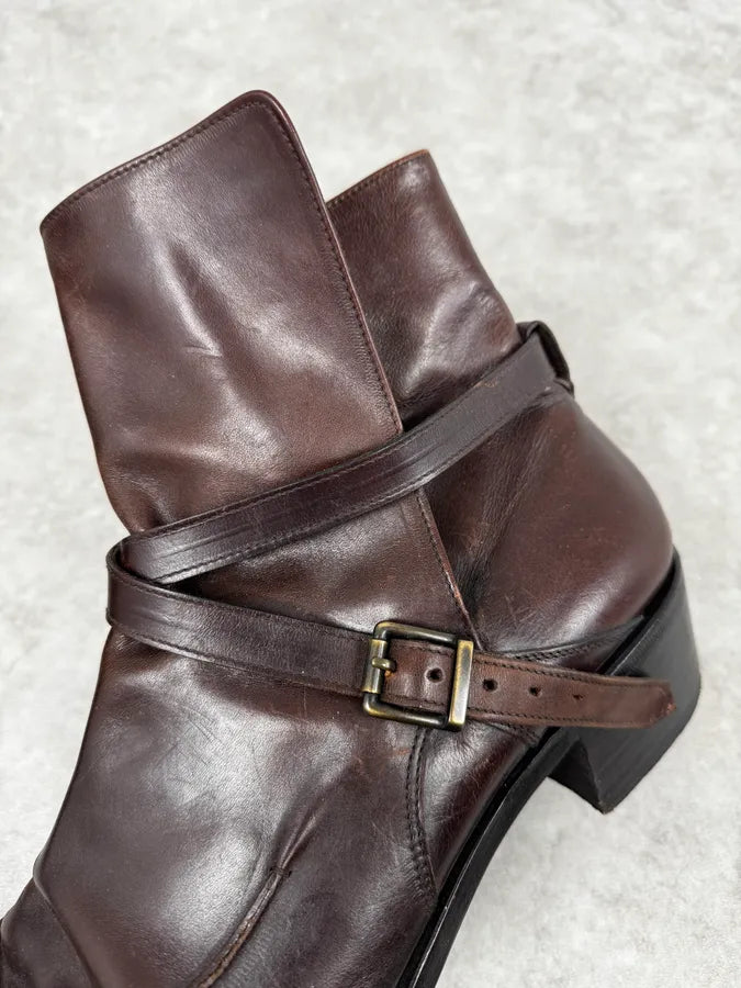 2000s Bottega Veneta Brown Leather Ankle Boots NKUuSFW 5