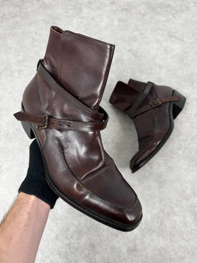 2000s Bottega Veneta Brown Leather Ankle Boots NKUuSFW 0