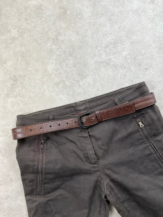 2000s Bottega Veneta Brown Leather Braided Buckle Belt NxbOQkI 0