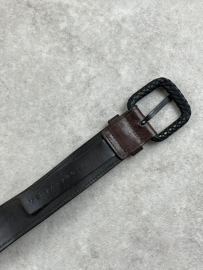 2000s Bottega Veneta Brown Leather Braided Buckle Belt NxbOQkI 7