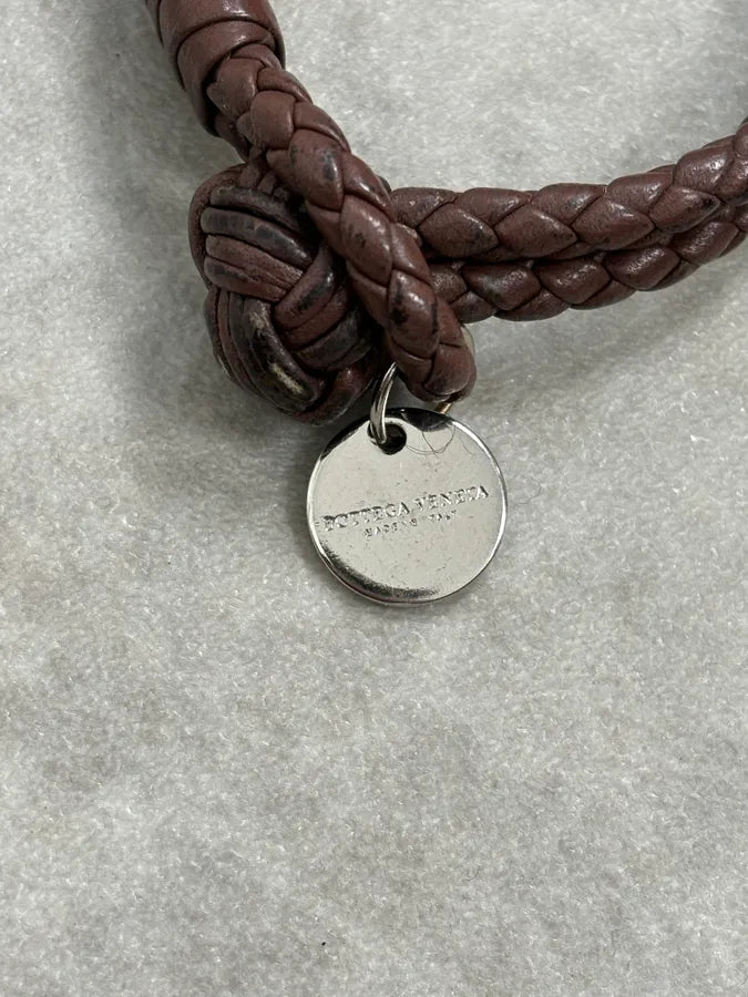 2000s Bottega Veneta Brown Leather Braided Knotted Bracelet UOkCVDH 5