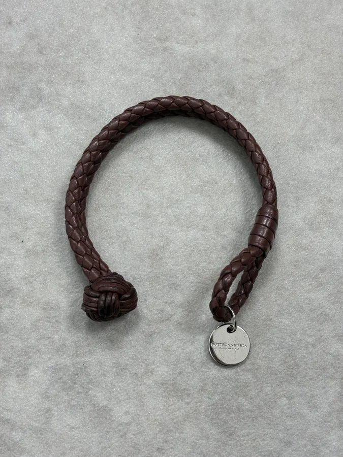 2000s Bottega Veneta Brown Leather Braided Knotted Bracelet UOkCVDH 4
