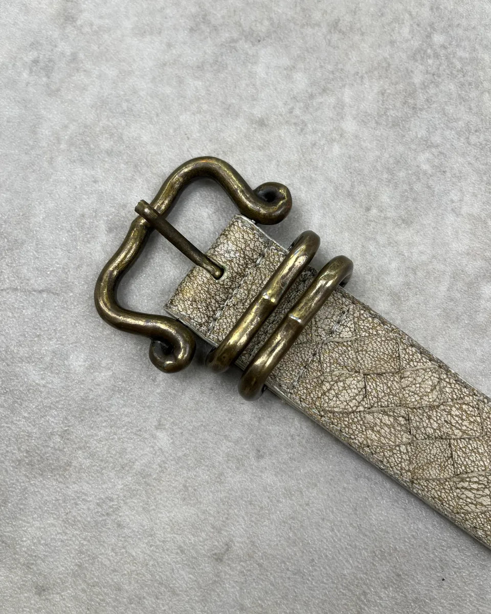 2000s Bottega Veneta Cream Leather Woven Intrecciato Belt wPeJYDd 4
