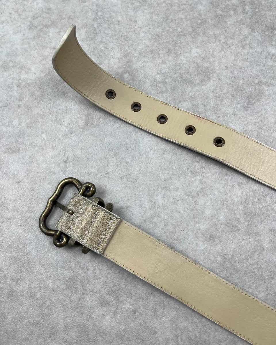 2000s Bottega Veneta Cream Leather Woven Intrecciato Belt wPeJYDd 5