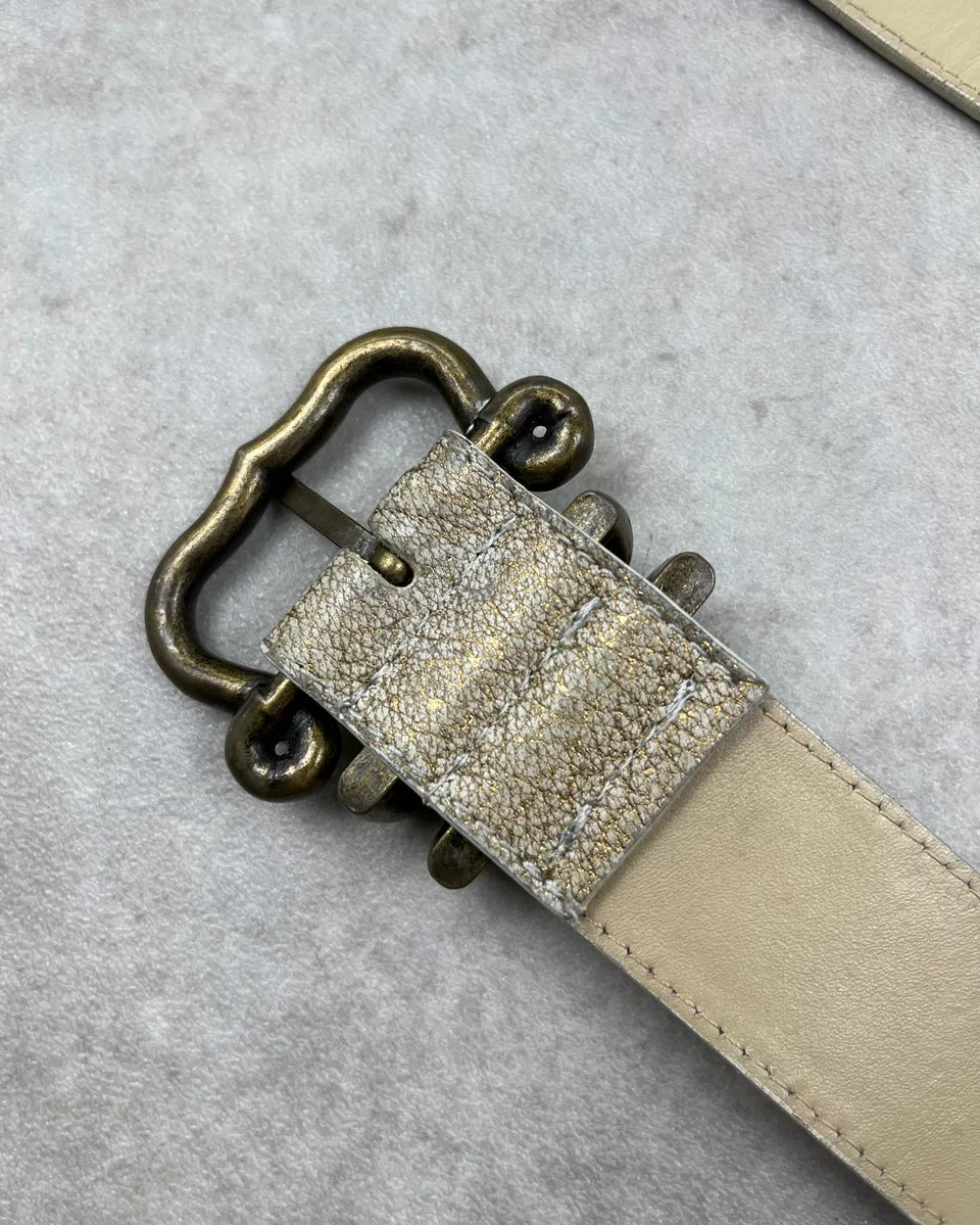 2000s Bottega Veneta Cream Leather Woven Intrecciato Belt wPeJYDd 6