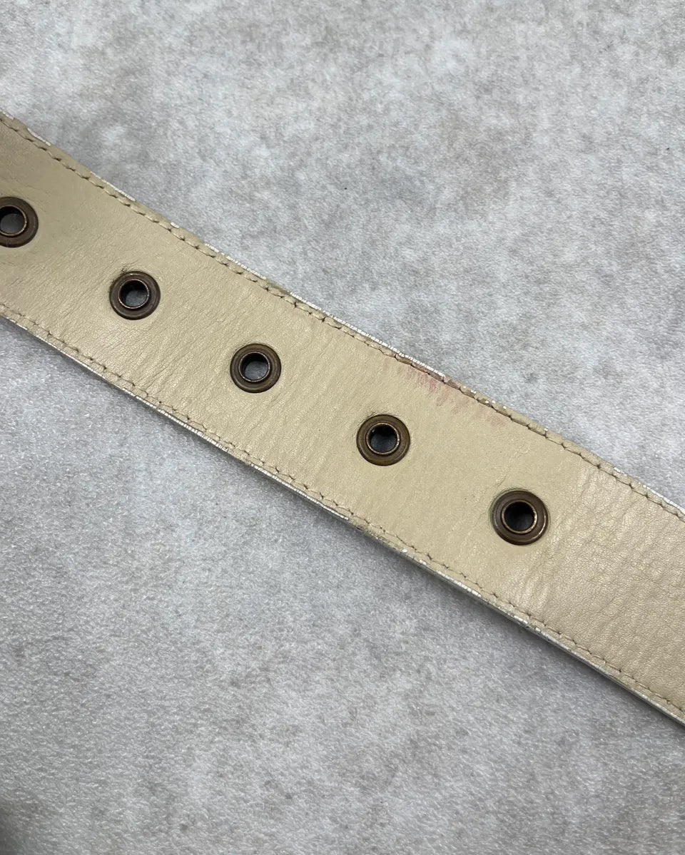 2000s Bottega Veneta Cream Leather Woven Intrecciato Belt wPeJYDd 7