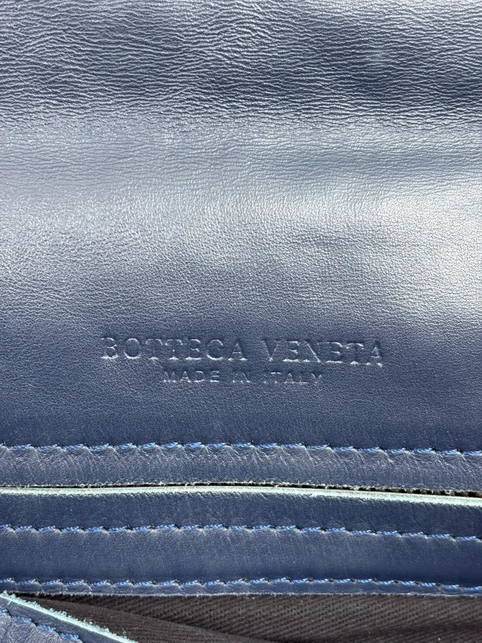 2000s Bottega Veneta Navy Woven Leather Crossbody Bag DFVvycL 8
