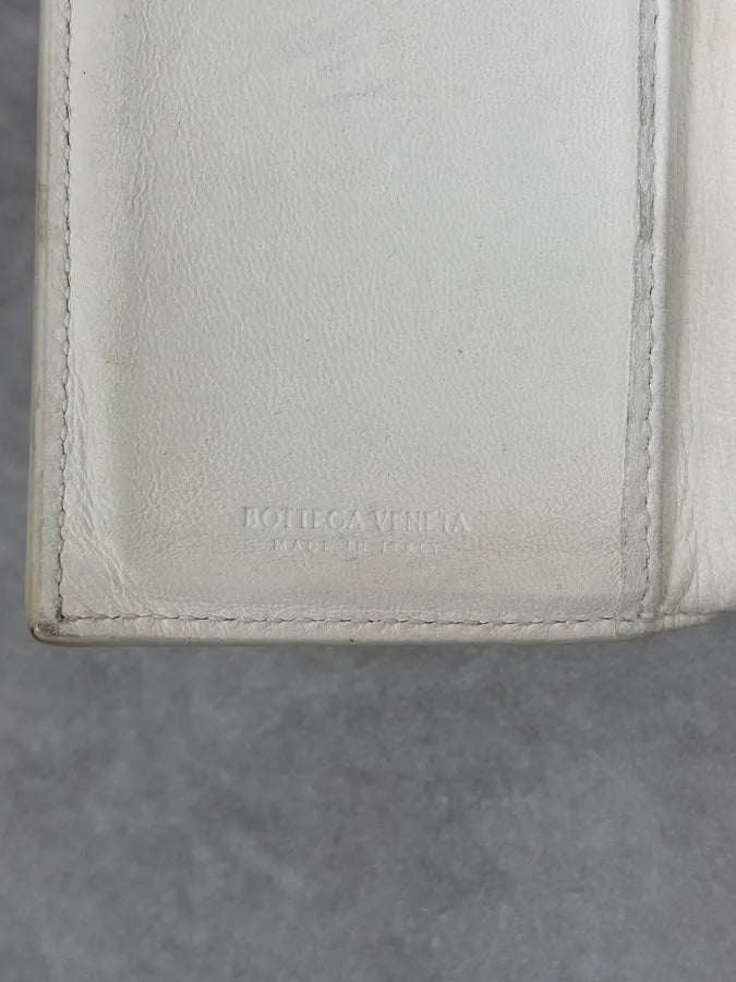 2000s Bottega Veneta White Woven Leather Wallet uSxcEXL 5