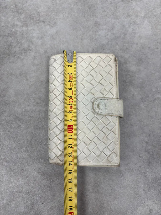 2000s Bottega Veneta White Woven Leather Wallet uSxcEXL 10